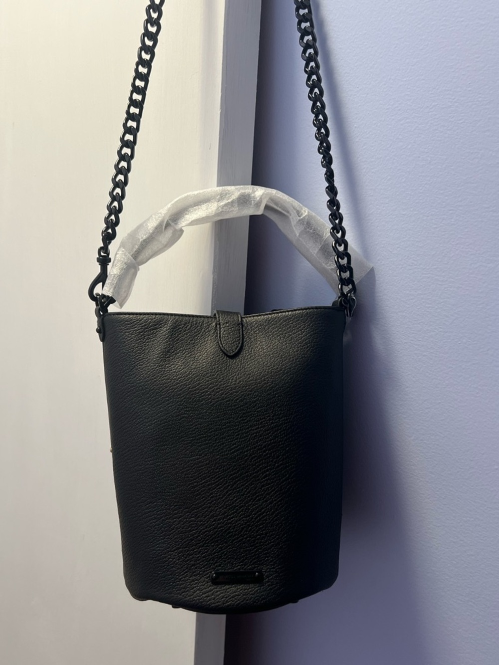 Rebecca Minkoff Black Bucket Bag with Gold Star & Moon studs - Edie top handle - Picture 6 of 9